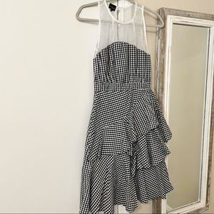 Black & White Gingham asymmetrical ruffle dress